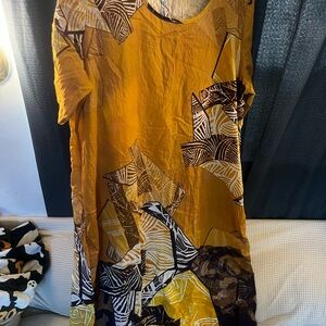 Abstract Yellow and Brown Dress